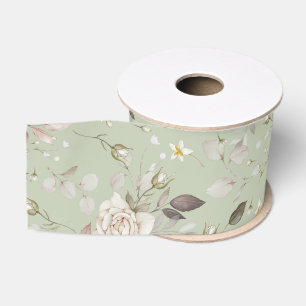 Salie Groene Vintage Roos Bloem  Grosgrain Lint