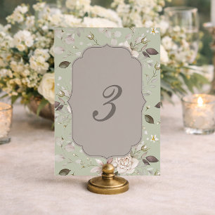 Salie Groene Vintage Roos Huwelijk Tafel Nummers 1 Kaart