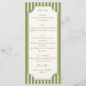 Salie groene vintage strepen bruiloft menu (Achterkant)
