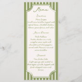 Salie groene vintage strepen bruiloft menu (Voorkant)