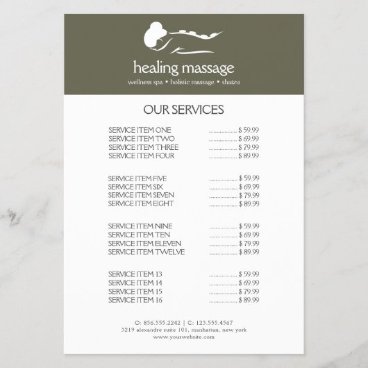 SALIE GROENE VROUW STEEN MASSAGE Wellness Dag Spa Flyer (Voorkant)