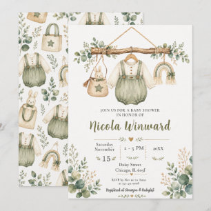Salie Groene Waslijn Baby Shower Kaart