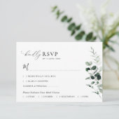 salie groene waterverf bloemen bruiloft RSVP kaart (Staand voorkant)