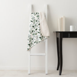 Salie Groene Waterverf Boho Botanische Bladeren Ca Sherpa Deken