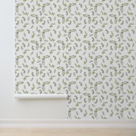 Salie Groene Waterverf Chic Olijf Patroon Behang