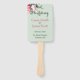 Salie Groene Waterverf Florale Pioen Roos Trouwdag Handwaaier