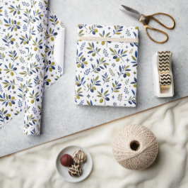 Salie Groene Waterverf Franse Landelijke Olijfpatr Cadeaupapier