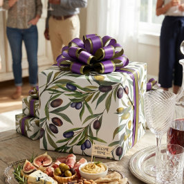 Salie Groene Waterverf Franse Landelijke Olijfpatr Cadeaupapier