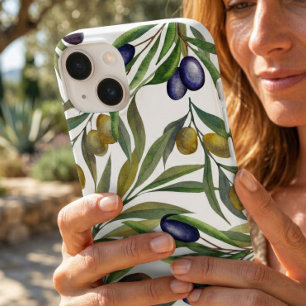 Salie Groene Waterverf Franse Landelijke Olijfpatr Case-Mate iPhone 14 Hoesje