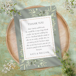 Salie Groene Waterverf Groene Huwelijk Bedankt Plaatskaartje