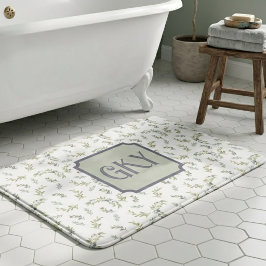 Salie Groene Waterverf Monogram Chic Olijf Patroon Badmat