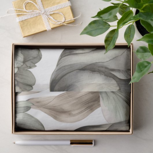 Salie Groene Waterverf pioenroos florale ontkoppel Tissuepapier (Geschenk)