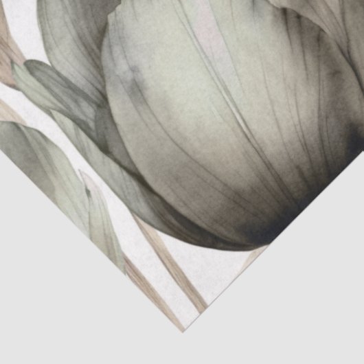 Salie Groene Waterverf pioenroos florale ontkoppel Tissuepapier (Detail)