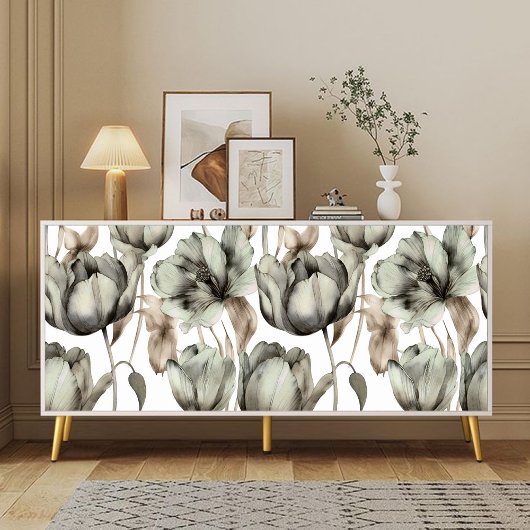 Salie Groene Waterverf pioenroos florale ontkoppel Tissuepapier