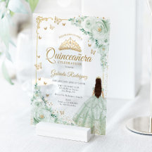 Salie Groene Waterverfrozen Gouden Quinceanera