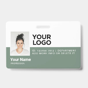 Salie Groene Werknemer Modern Foto ID Beveiliging Badge