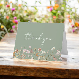 Salie Groene Whimsical Wilde Bloemen Bruidsdouche Bedankkaart