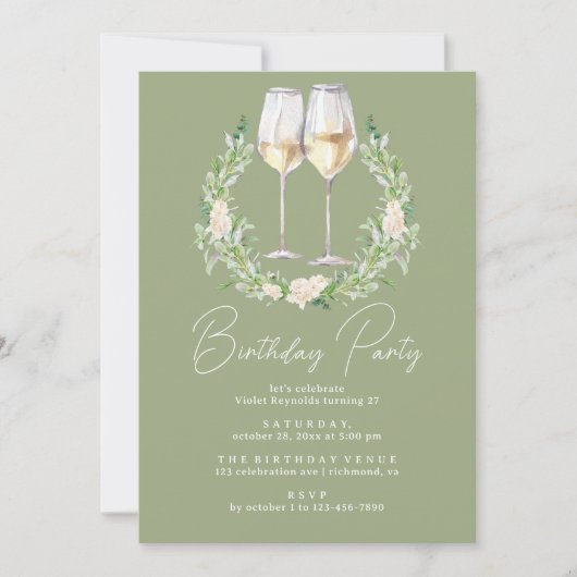 Salie groene wijn | Modern Any Age Volwassen Verja Kaart (Voorkant)