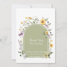 Salie Groene Wildbloem Baby in Bloom Baby shower Bedankkaart