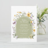 Salie Groene Wildbloem Baby in Bloom Baby shower Kaart (Staand voorkant)