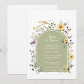 Salie Groene Wildbloem Baby in Bloom Baby shower Kaart (Voorkant / Achterkant)