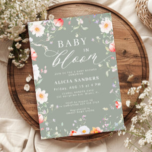Salie groene wilde bloem baby in bloei baby shower kaart