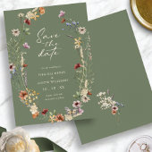 Salie Groene Wilde Bloem Bewaar De Datum Plat Kaar Save The Date