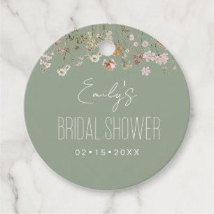 Salie Groene Wilde Bloem Boho Bruidsdouche Tuin Bedankjes Labels