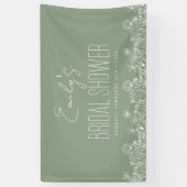 Salie Groene Wilde Bloem Boho Bruidsfeest Spandoek (Verticaal)