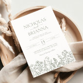 Salie Groene Wilde Bloem Boho Trouw Monogram Kaart