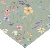 Salie Groene Wilde Bloem Boho Trouwtuin Korte Tafelloper (Hoek)