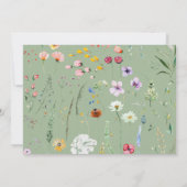 Salie Groene Wilde Bloem Bruiloft Bedankkaart (Achterkant)