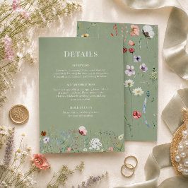 Salie Groene Wilde Bloem Bruiloft Details Kaart