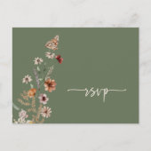 Salie Groene Wilde Bloem Bruiloft RSVP Postkaart (Voorkant)