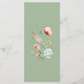 Salie Groene Wilde Bloem Bruiloftsmenu Kaart (Achterkant)