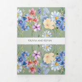 Salie Groene Wilde Bloem Drievoudige Trouw Uitnodi Drieluik Programma (Cover)