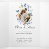 Salie Groene Wilde Bloem Drievoudige Trouw Uitnodi Drieluik Programma (Binnenkant midden)