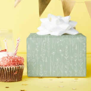 Salie Groene Wilde Bloem Florale Baby Shower Cadea Cadeaupapier