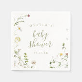 Salie Groene Wilde Bloem Rustieke Boho Baby Shower Servet (Voorkant)