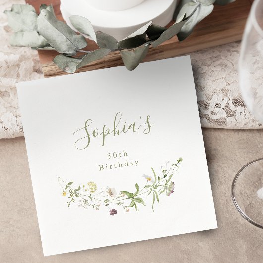 Salie Groene Wilde Bloem Rustieke Boho Verjaardag  Servet