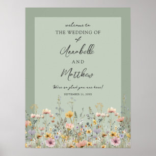 Salie Groene Wilde Bloemen Bloemstuk Bruiloft Welk Poster