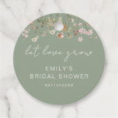 Salie Groene Wilde Bloemen Bruidsborrel Laat Liefd Bedankjes Labels (Voorkant)