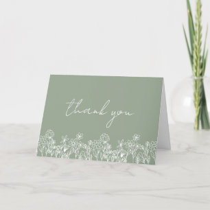 Salie Groene Wilde Bloemen Bruidsdouche Bedankkaart