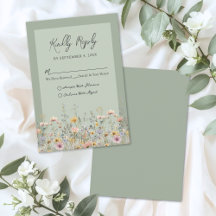 Salie Groene Wilde Bloemen Bruiloft RSVP