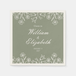 Salie Groene Wilde Bloemen Bruiloft Servet