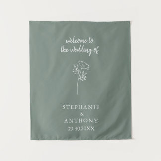 Salie Groene Wilde Bloemen Bruiloft Wandkleed