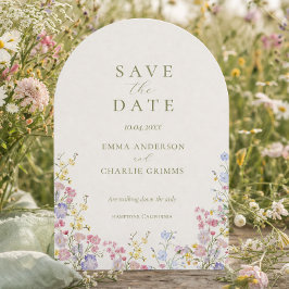 Salie Groene Wilde Bloemen Trouw Save the Date Kaart