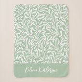 Salie Groene Wilgentak Monogram Sherpa Deken (Voorkant)