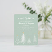 Salie Groene Winter Kerstmis Save the Date Huwelij Briefkaart (Staand voorkant)