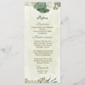 Salie Groene Witte Bloemen Botanische Bruiloft Menu (Voorkant)